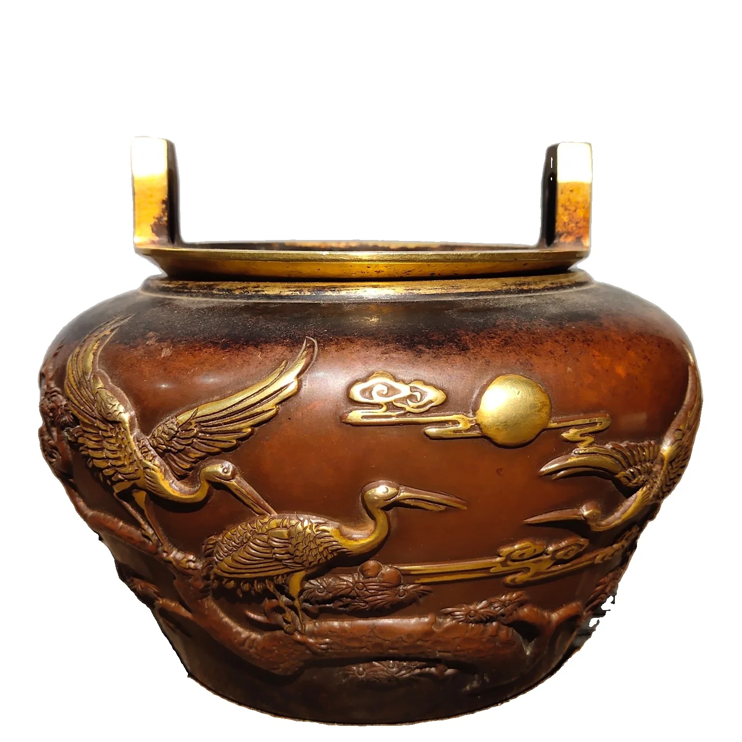 

Laojunlu печь из редкой фиолетовой бронзы Xuande, чистая фиолетовая бронза с позолоченным бронзовым покрытием и сосновой и краном с длинным