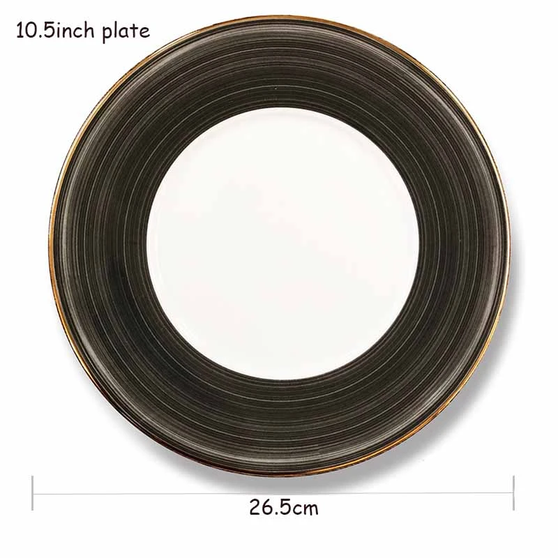 

Bone China Tray Cubiertos Plate Cutlery Set Vajilla Western Dinner Steak Plate Set Horse Design Food Tray High-class Round Dish