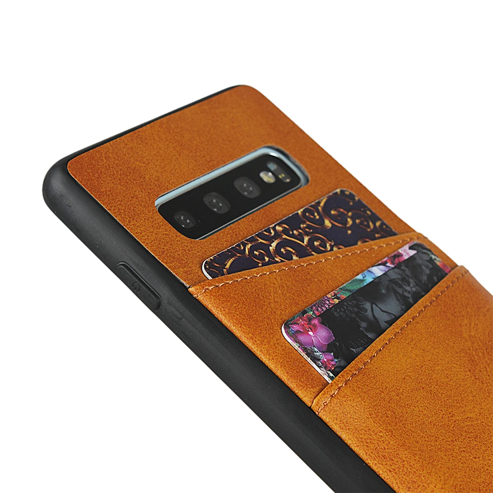 For Samsung Galaxy S10 J7 J5 2017 J730 J530 A70 A50 A30 A20e TPU PU Mobile Phone Shell Calf Grain Back Insert Card Single |