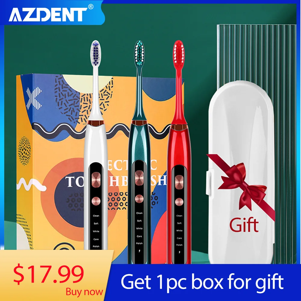 

AZDENT Sonic Electric Toothbrush 5 Models 2 Minutes Timer Waterproof Ultrasonic Rechargeable Adult Dupont Brush Head with Box