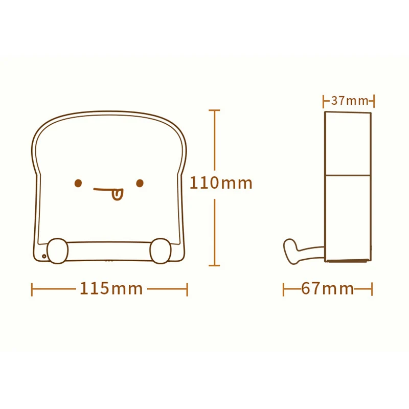 

Toast Night Light Touching Bedside Table Lamp Double Side Light Cover Dimmable For Bedroom FAS6
