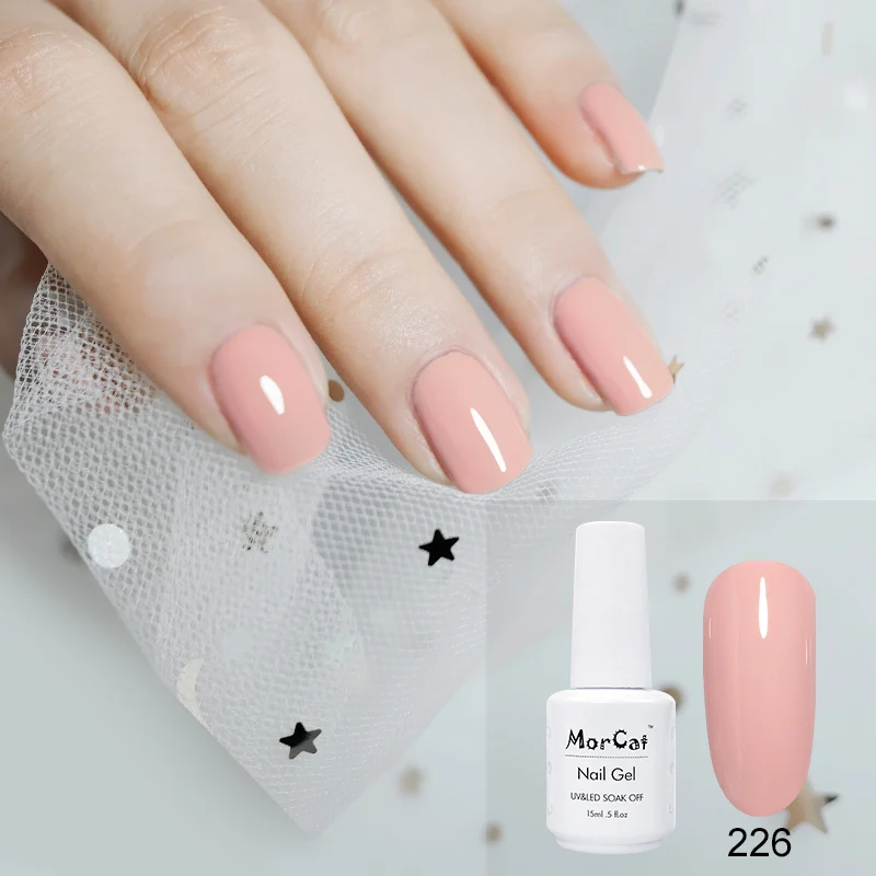 MorCat Гель лак для ногтей телесный УФ бежевый серия дизайн Vernis полуперманентный 15