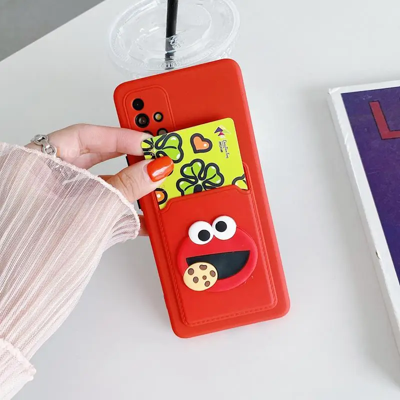 Cartoon Card Slot Holder Phone Case For Samsung Galaxy S21 S22 Plus Ultra S20 Fe Fan Edition Note 10 Plus Note 20 Ultra Cover