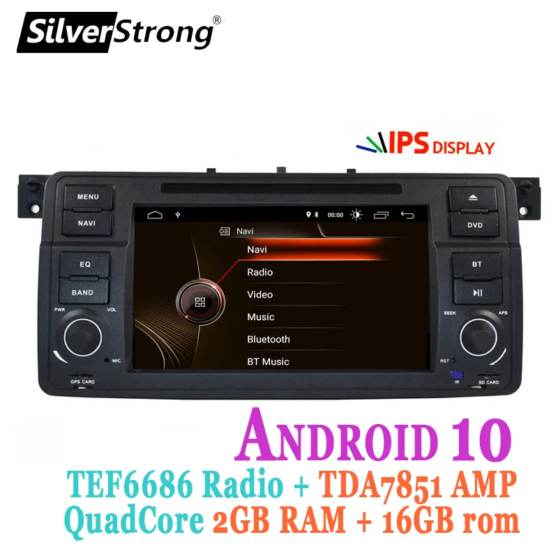 Автомагнитола SilverStrong мультимедийный DVD плеер на Android 10 0 с GPS для BMW E46 M3 3 серии MG Rover