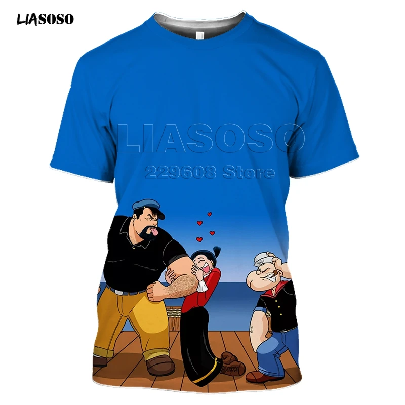 LIAOSOS новая футболка Popeye мужская летняя с коротким рукавом и рисунком в стиле хип