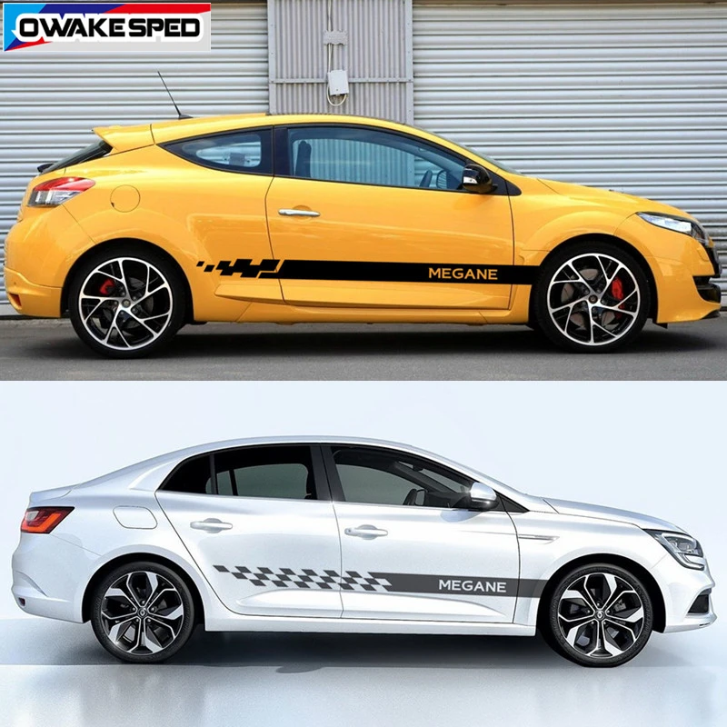 Двусторонняя Автомобильная спортивная полоса для Renault Megane GT RS Coupe дверь юбка