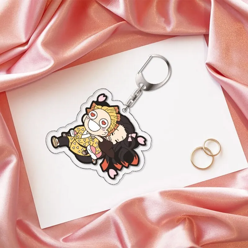 

Anime Demon Slayer Keychain Kamado Tanjirou Nezuko Agatsuma Zenitsu Rengoku Kyoujurou Cute Acrylic Key Ring Fans Gift
