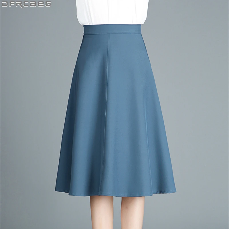 Офисные женские юбки средней длины с высокой талией 2019 осенняя рабочая одежда