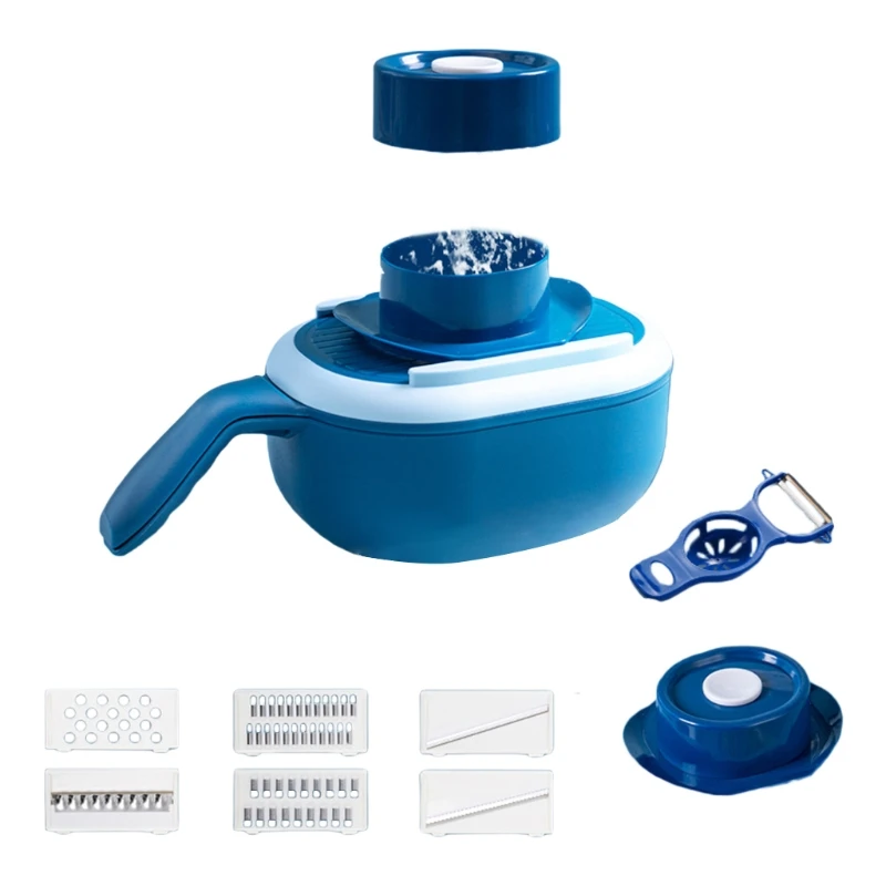 

Multifunctional Rotate Vegetable Cutter with Drain Basket Peeler Egg Separator Hand Protector Kitchen Shredder Slicer