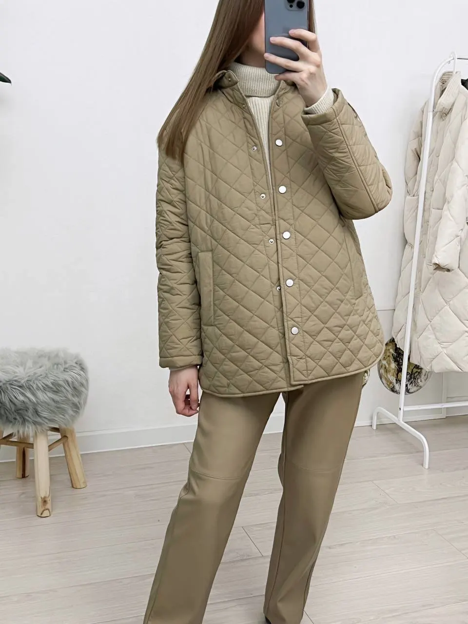 Женская однобортная парка свободная куртка в стиле ретро с воротником-стойкой и