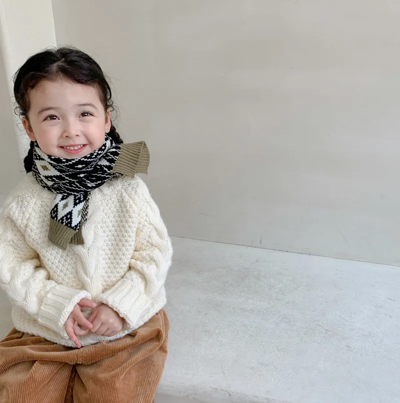 Винтажные клетчатые Детские шарфы Осень-зима 2022 теплый вязаный воротник
