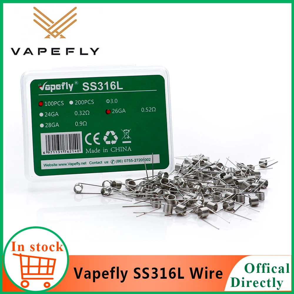 Новейший Vapefly SS316L провод ss 316L premade ss316L 24GA 26GA 28GA нагревательный для электронной