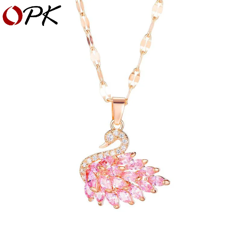 Женская цепочка с бриллиантами красная лебедями в Корейском стиле простая