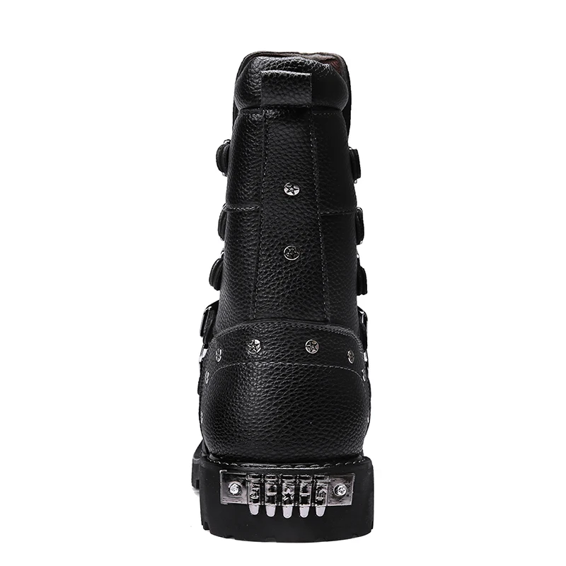 Мужские мотоциклетные ботинки кожаная повседневная обувь в стиле панк резиновая