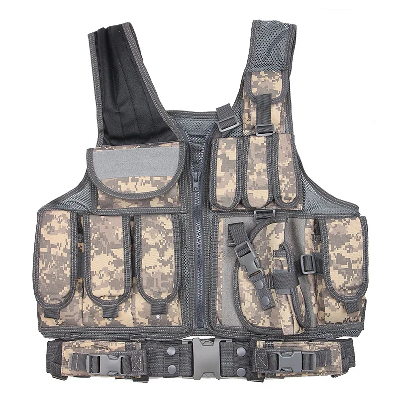 

New 2021 Men Military Tactical Vest Paintball Camouflage Molle Hunting Vest Assault Shooting Hunting Plate Carrier With Holster