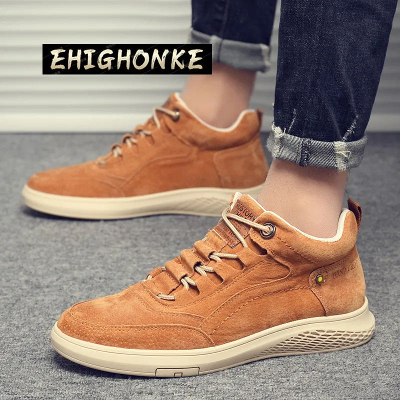 

Мужские замшевые кроссовки, кожаные, Нескользящие, на резиновой подошве, Спортивная повседневная обувь, Y44, 2019