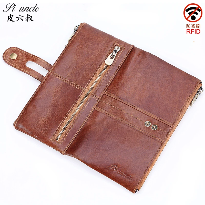 Длинный кошелек из натуральной кожи для мужчин брендовая дорожная Обложка