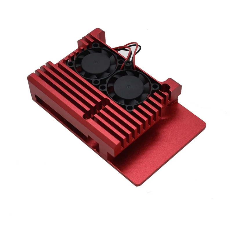 Для Raspberry Pi 4 4B Алюминий чехол Корпус кожух CNC охлаждения P/N: двойной вентилятор для