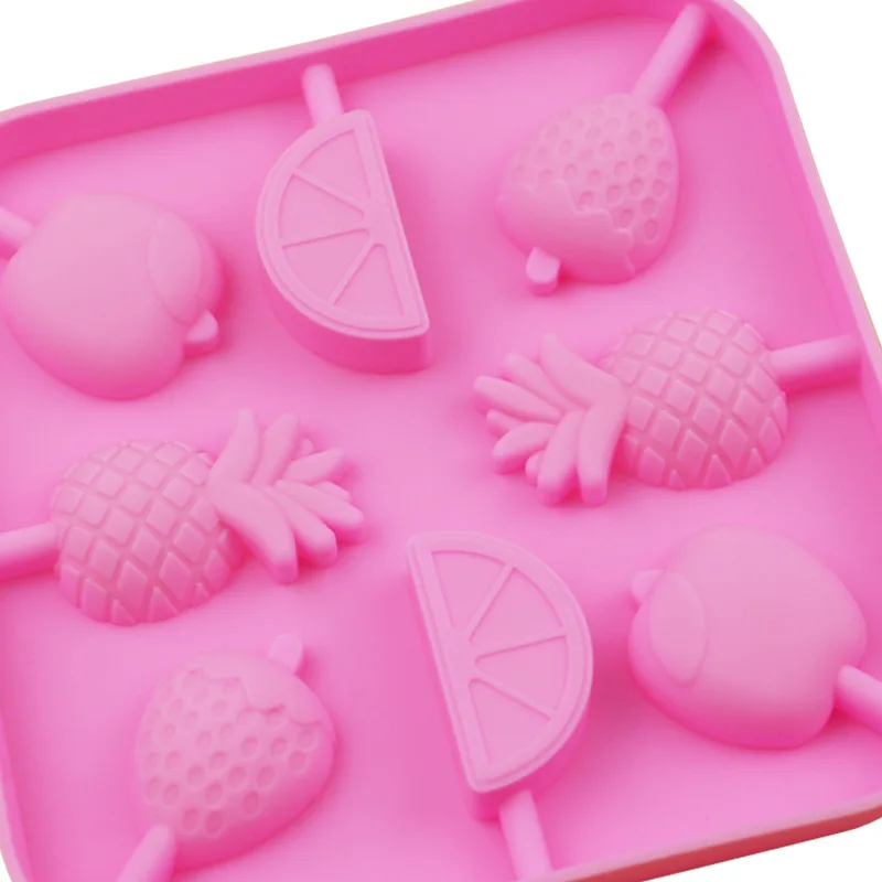 Хорошая Материал Фрукты Силиконовые формы леденец на палочке плесень QQ Конфеты