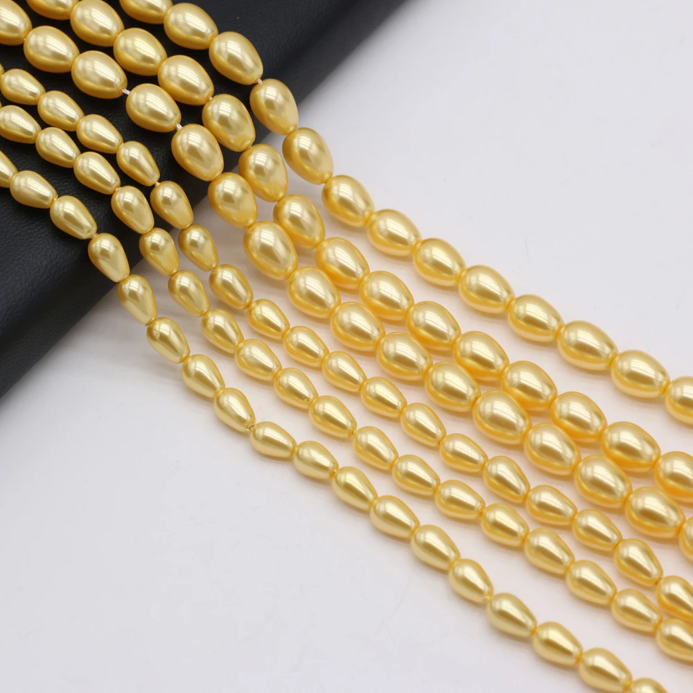 

Natural Shell Beads Necklace Accessories Round Waterdrop Shape Yellow Shell Bead Charms for Jewelry Making Bracelet Earrings