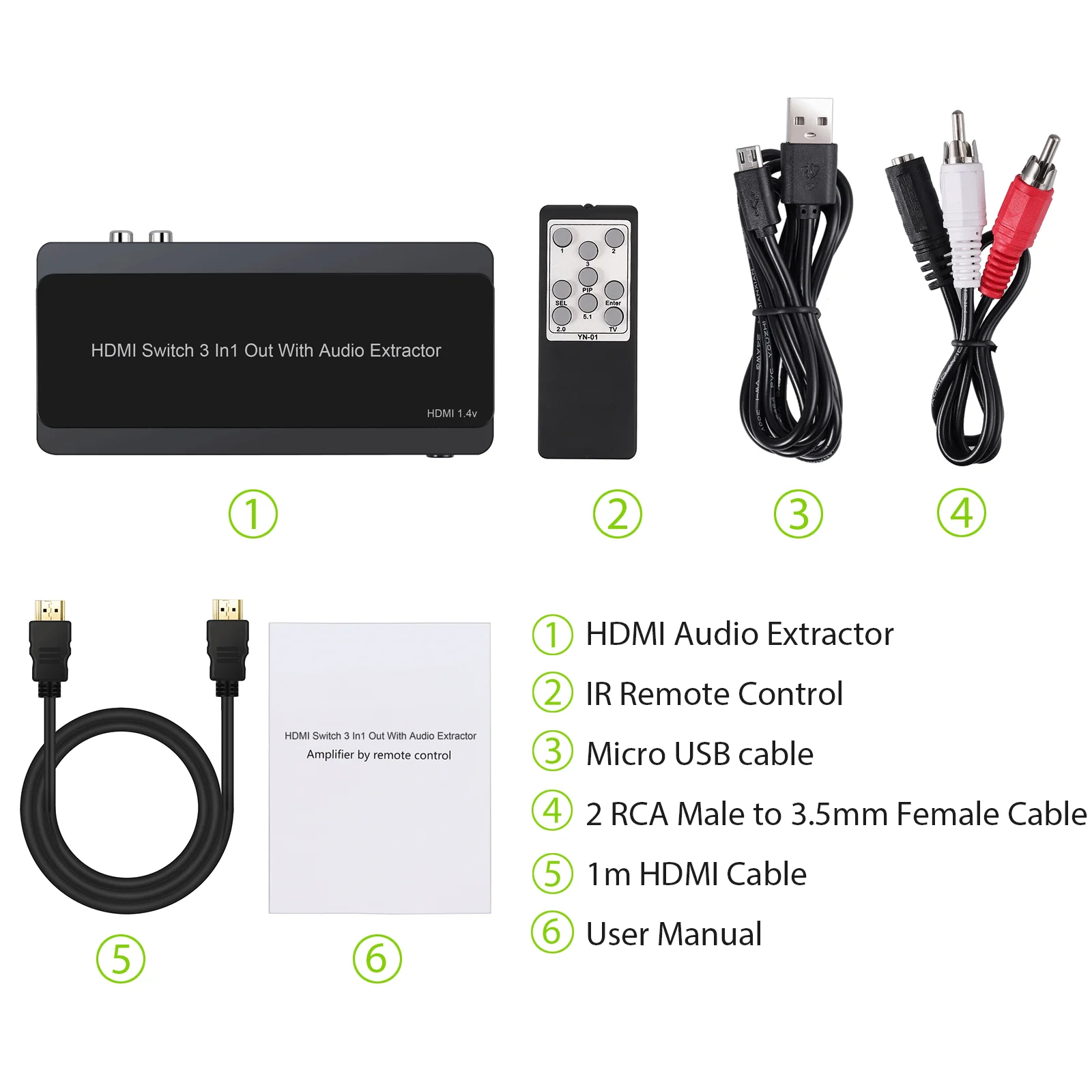 ESYNiC 4K 3x1 HDMI переключатель с преобразователем аудио экстрактора оптический Toslink