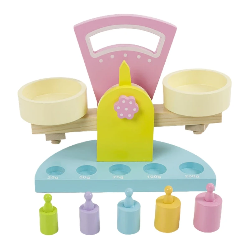 

Simulation Balance Scale Toy Wooden Building Blocks Scale Math Learning Game Board Toys for Children Kids Learn Add DXAD