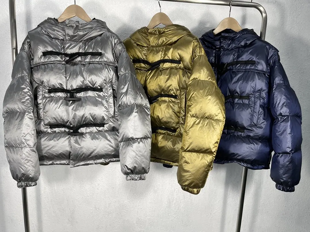 New Ladies 2021 High Quality Fashion Long Sleeve Hooded Collar Horn Down Jacket 1130