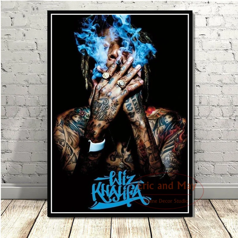 

Hot Wiz Khalifa Rapper Hip Hop Music Posters And Prints Wall Art Canvas Painting Pictures Wall Decorations Living Room Plakat