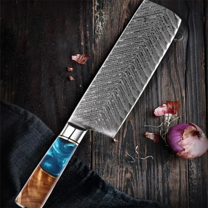 Дамасский нож VG10 стальной 7 дюймов для овощей в западном стиле кухонный нарезки