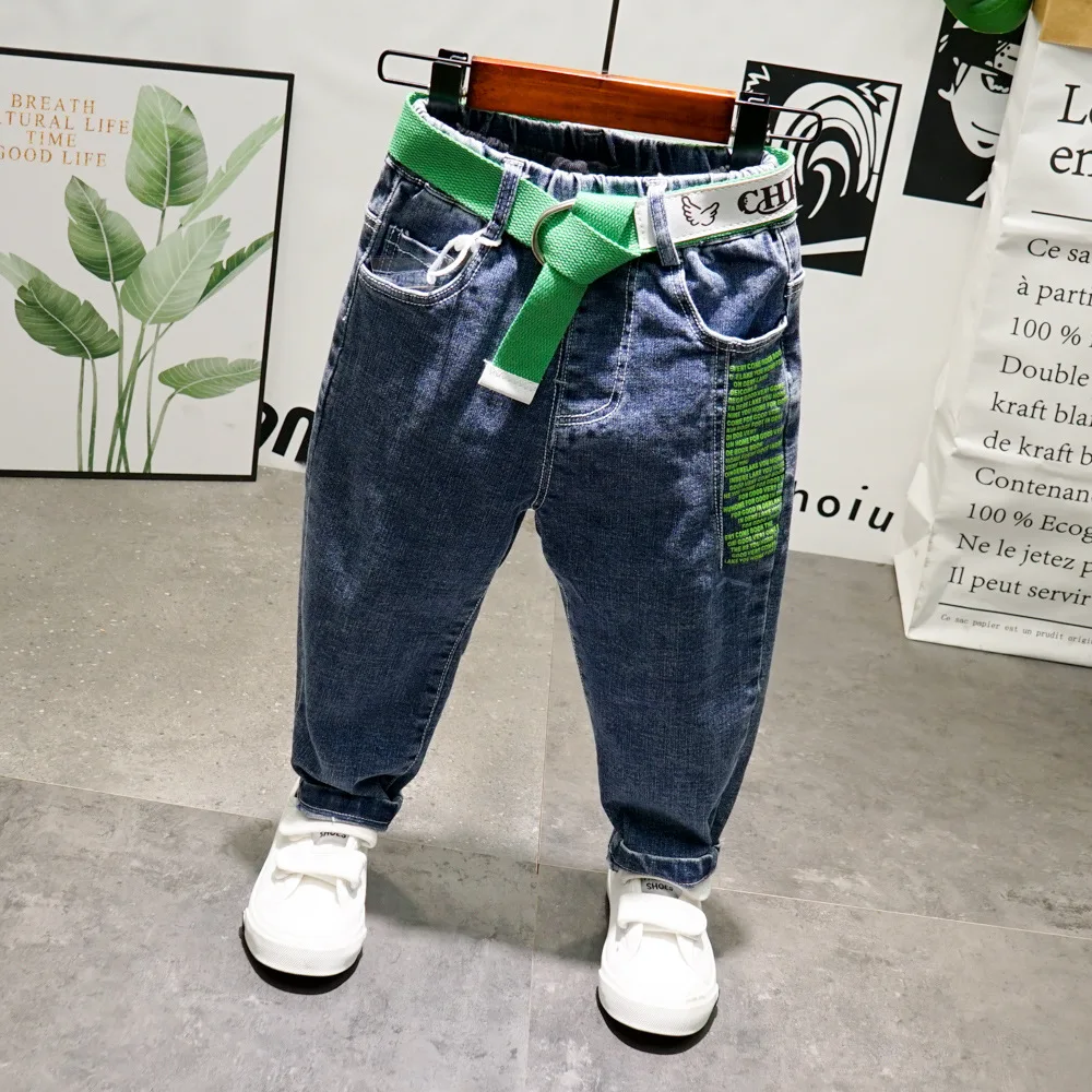Джинсы для мальчиков джинсовые брюки детская одежда весенне-осенние прямые