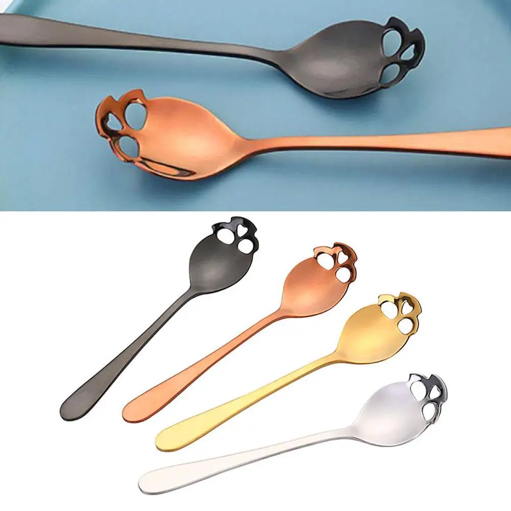

Skull Spoon Coffee Teaspoon whipped coffee Steel Mixing Tools Kitchen Dessert Tableware Novelty Drink F9W6