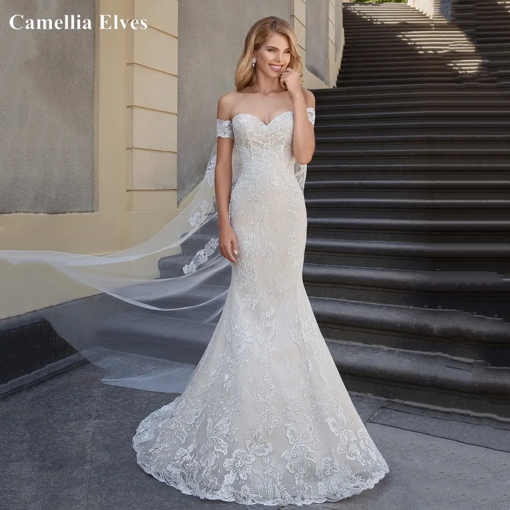 

Sexy Strapless Mermaid Wedding Dress Lace Appliques Sweetheart Bridal Gown Off The Shoulder Bride Dresses Vestidos De Novia