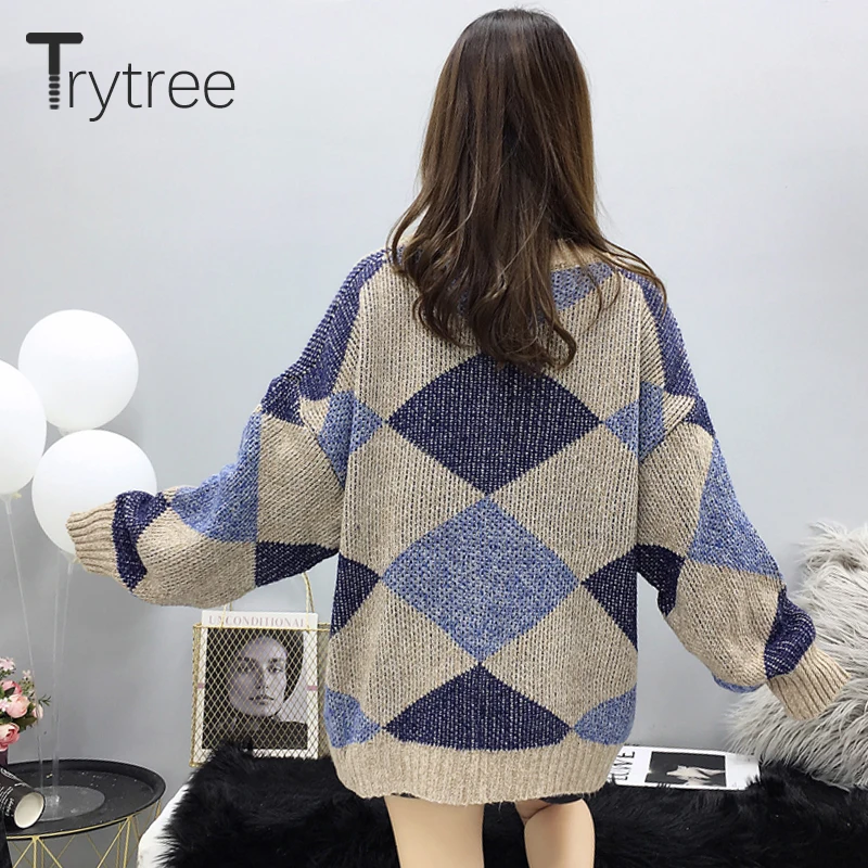 Trytree 2019 осень зима женский свитер Повседневный круглый вырез акриловый