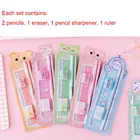 5 шт.компл. Новый семестрийный набор канцелярских принадлежностей карандаш ластик точилка для карандашей Линейка Канцелярские товары для студентов подарки на день детей