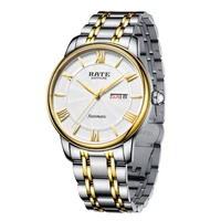 2tone gold plating men citizen automatic dual date day movement stainless steel scratch proof sapphire crystal wrist watch