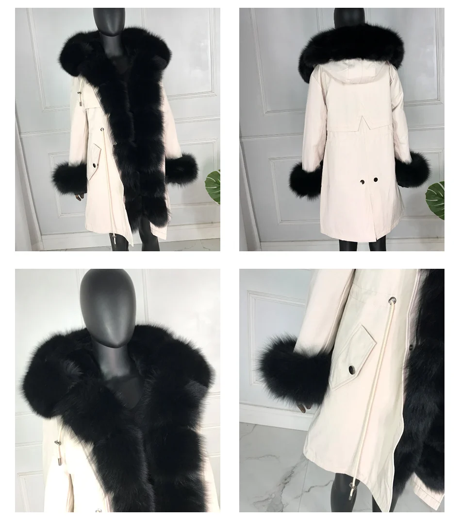Новые чернобурки меховой парка пальто женские трикотажные silver fox меховой подкладке парки Черный зимой толстые Настоящее пальто с мехом теплые женские верхняя одежда