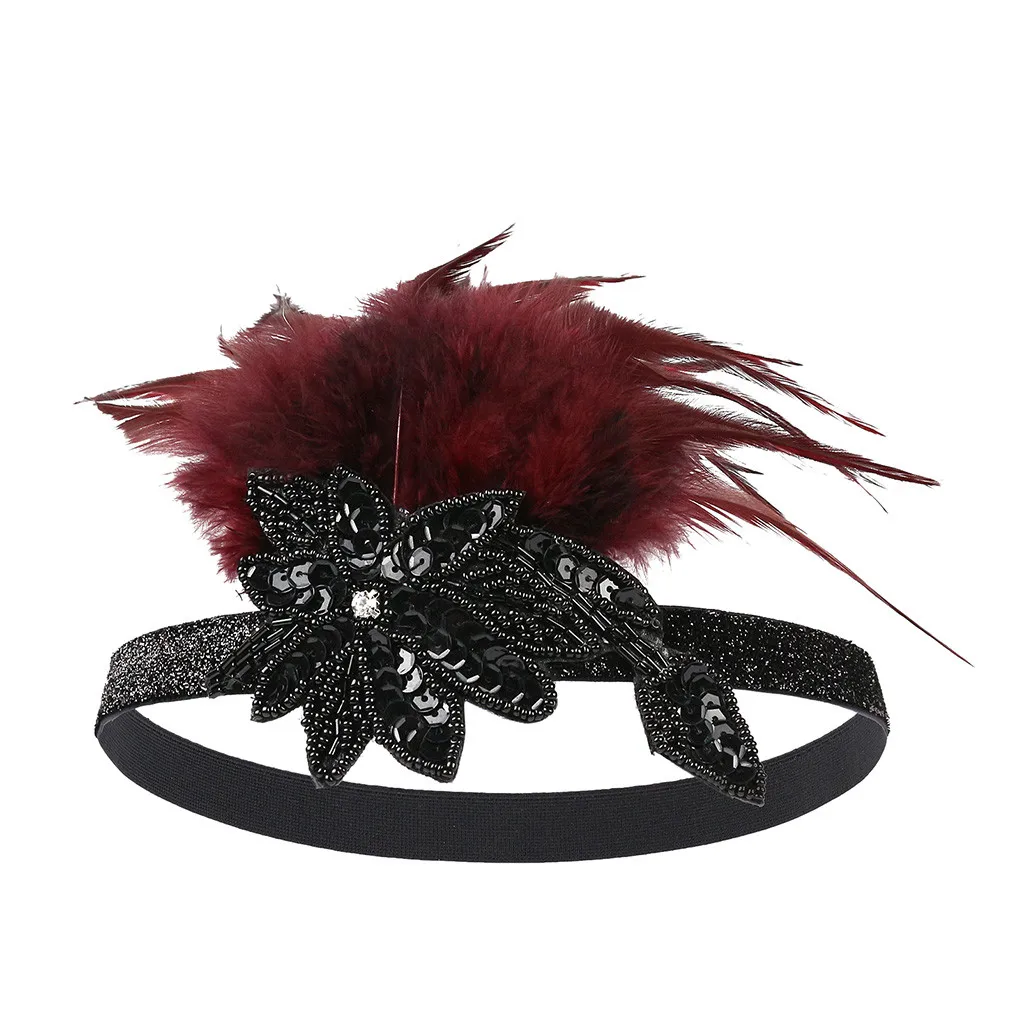 Женская повязка на голову с перьями в стиле Великий Гэтсби винтажный головной