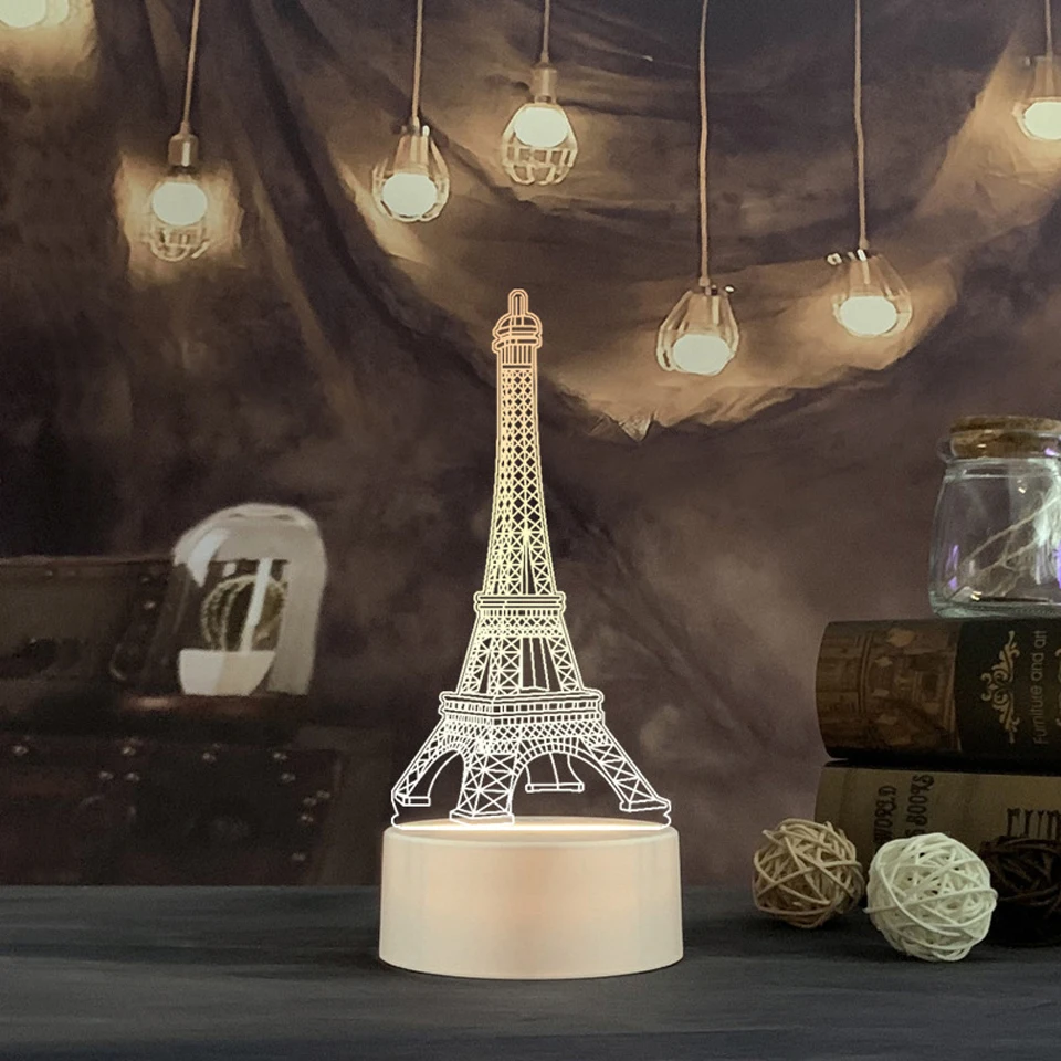 

3D Plate LED Lamp Creative Night Lights Usb Power Acrylic Table Desk Bedroom Decor Gift Romantic Lighting for Home Decorations