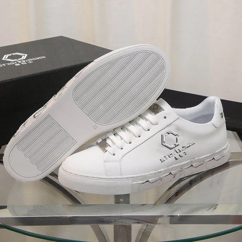 

Starbags PP New fashion logo sports casual little white shoes fashion first leather leather breathable British men's board shoes