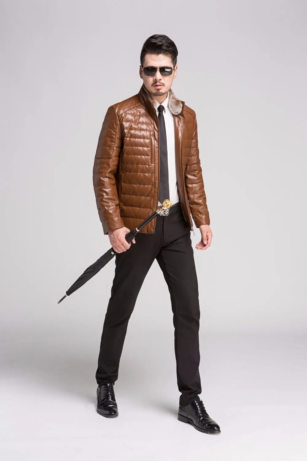 new arrival Trade price fashion thick warm winter men's fur Collar Mens down Leather coat Jacket plus size M-3XL LXW 15088 | Мужская