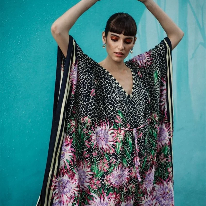 Beach Dress Woman Summer 2021 Beach Cover Up Beach Dresses And Tunics Plus Size Plage Femme Beachwear Bikini Cover-Ups AA5721