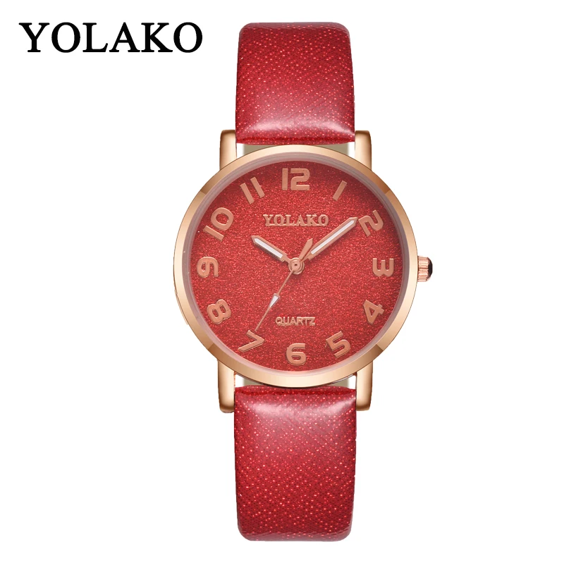Женские Простые кварцевые часы YOLAKO с кожаным ремешком женские наручные