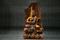6china lucky old boxwood hand carved fudo mingwang buddha statue aryaacalanatha office ornaments town house exorcism