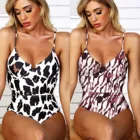 Женский модный сексуальный топ с леопардовым принтом на бретельках с глубоким V-образным вырезом цельный женский сексуальный купальник бандажный купальный костюм Пляжная одежда #4