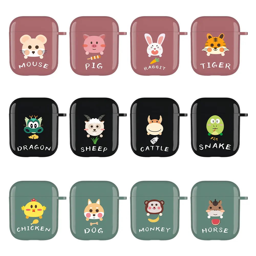 Cute Animal Case For AirPods 2 1 Wireless Bluetooth Earphone Apple Airpods Monkey Dragon Rabbit Cover Box | Электроника