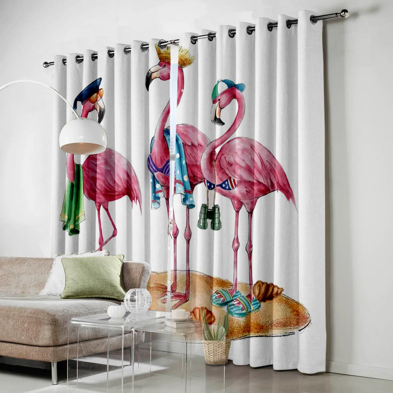 Скандинавские Мультяшные занавески фламинго для спальни кухни домашний декор