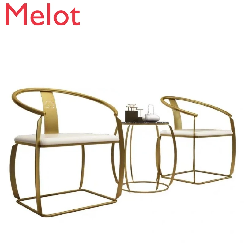 

Style Light Luxury Chair round-Backed Armchair Three-Piece Set Armchair Palace Chair Golden High-End Hotel Single Tea Chair