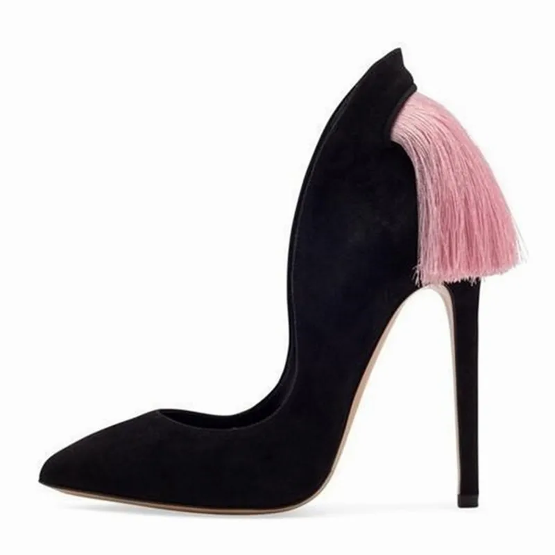 Милые женские туфли лодочки с кисточками свадебные модельные бахромой и острым