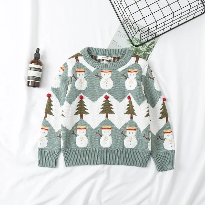 New Autumn and Winter Cotton Knit Christmas Sweater Mommy and Me Clothes Family Matching Clothes