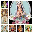 Diy Дева Мария Лилия Алмазная краска полностью Алмазная квадратная мозаика краска и алмазная круглая христианская икона искусство
